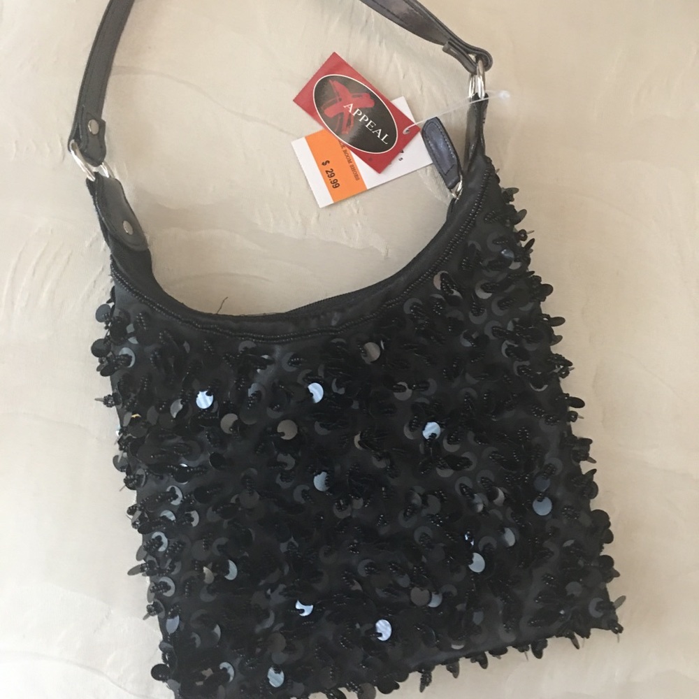 Black sequence evening mini hobo